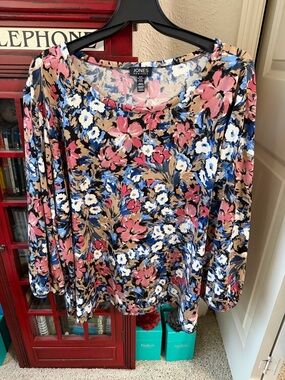 Jones New York Women's Floral Top - Pink/Blue